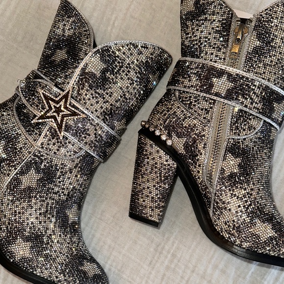 New Dolls Kill Sheriff Shine Cowboy Boots - Starry Silver - Picture 6 of 11